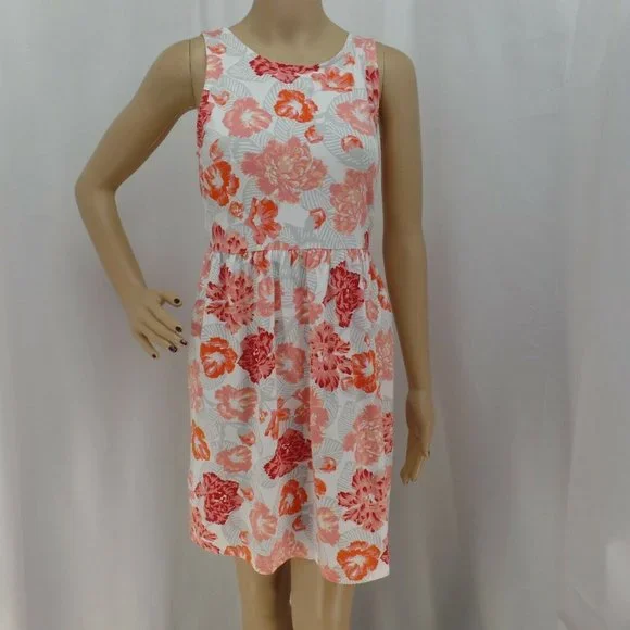 "LOFT" MULTICOLOR FLORAL PRINT SLEEVELESS A-LINE DRESS SIZE: LP NWT - Picture 4 of 4
